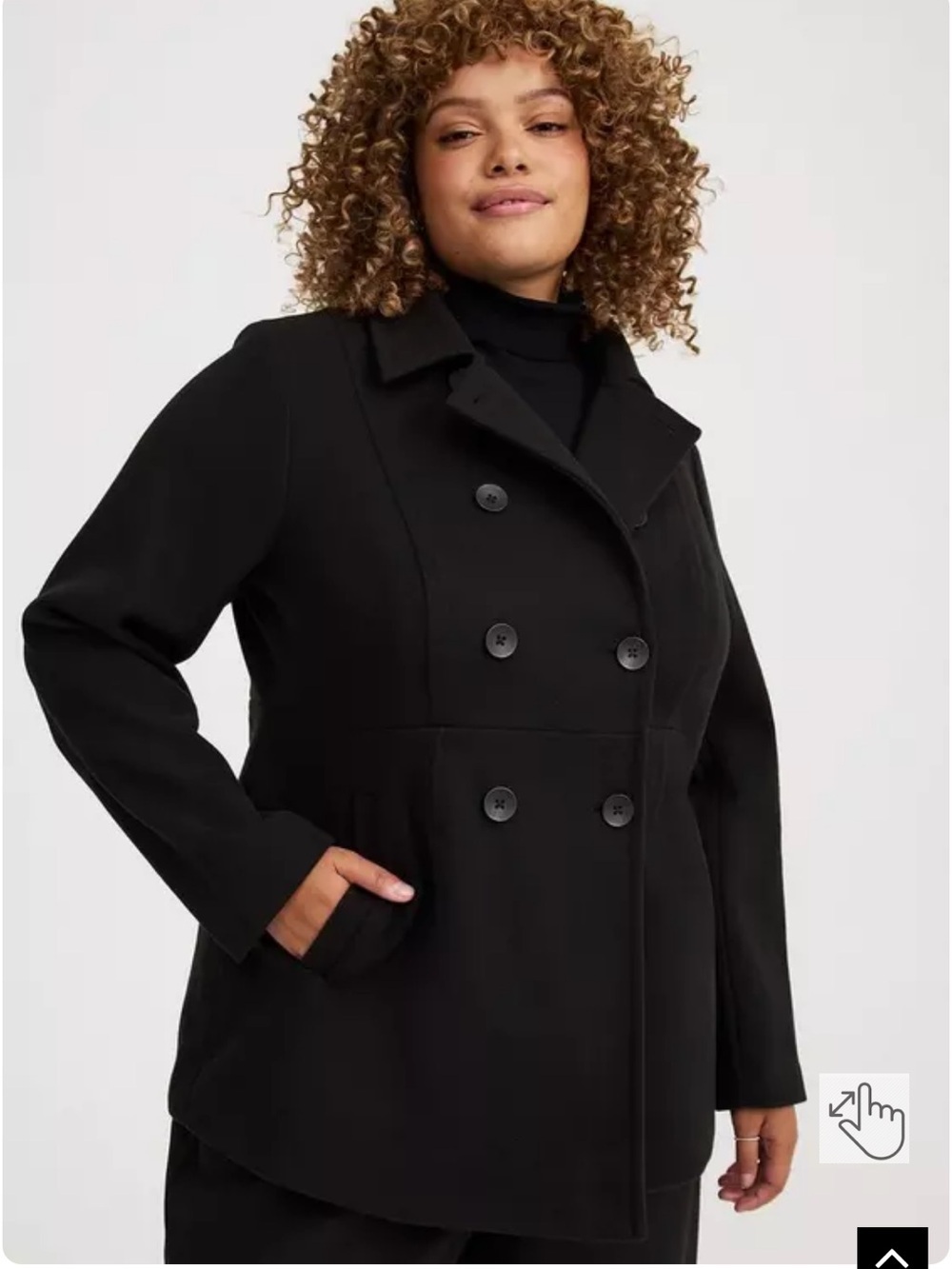 Torrid Black Double-Breasted Pea Coat